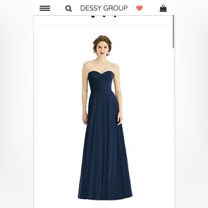 Dessy Strapless Sweetheart Gown Navy Chiffon